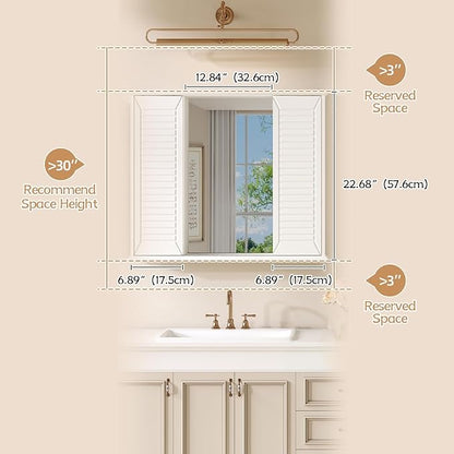 Bathroom Medicine Cabinet Mirror 28.3 x 23.8 inch Bathroom Mirror with Storage Wall Mounted Medicine Mirror Cabinet Wood Organizer with 2 Door Surface Mount Farmhouse Storage Cabinet