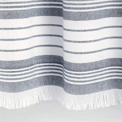 Lush Decor Nantucket Yarn Dyed Cotton Blend Tassel Fringe Shower Curtain Single 72" W x 72" L Navy - Blue Shower Curtains for Bathroom Curtain