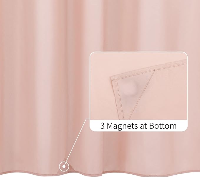 ALYVIA SPRING Waterproof Fabric Shower Curtain or Liner Blush Pink, 72x72 | 3 Magnets, Soft Cloth & Hotel Quality, Machine Washable, Light-Weight, Standard Size