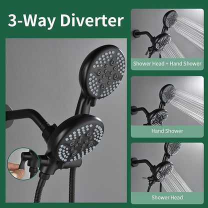 Shower Faucet Set with Tub Spout Tub and Shower Faucet Set Complete Dual Shower Head and Handheld Combo 2 in 1 Shower System with Tub Spout Tub and Shower Trim Kit Matte Black L829-7