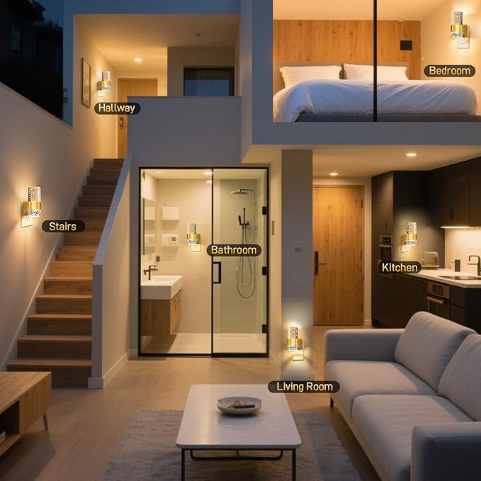 Night Lights Plug into Wall - Dimmable Nightlight with Dusk to Dawn Sensor 0-100 LM Brightness Plug in Night Light for Bathroom Bedroom Hallway (Gold)