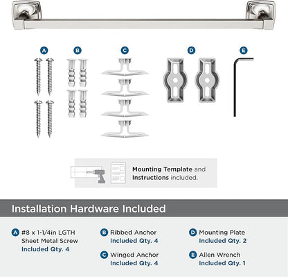Amerock BH36093G10 | Brushed Nickel Towel Bar | 18 in (457 mm) Towel Rack | Stature | Bathroom Towel Holder | Bathroom Hardware | Bath Accessories