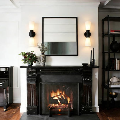 Bathroom Wall Sconce, Modern Indoor Vanity Light Fixtures 17", Up Down Lighting, Wall Mount Lamp for Living Room Bedroom Hallway Stairway Fireplace Mirror E26 Base 1PC White&Black