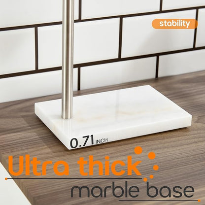 Standing Towel Rack Brushed Nickel 1-Tier Towel Bar for Bathroom Vanity Countertop with Heavy Marble Base Thicken Steady, Stainless Steel AN7002BR