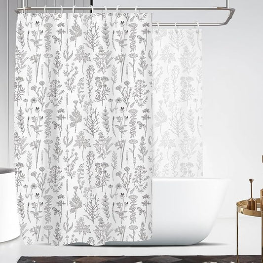 Coxila Vintage Floral Shower Curtain Extra Wide Large Long Clawfoot Tub Wrap Around Flower Retro Farmhouse Rustic Botanical Spring Country Cottage Bathroom 108 x 72 Inch Polyester Fabric 18 Pack Hooks