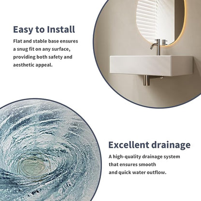 22" x 12" Wall Mount Bathroom Sink Rectangule Floating Sink Porcelain Ceramic White Bathroom Vessel Sink