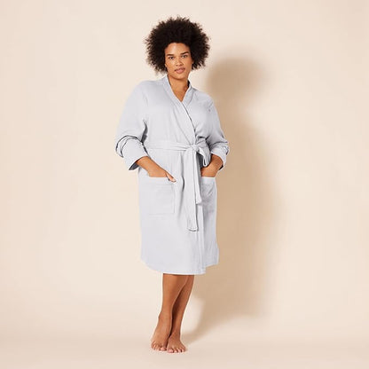 Amazon Essentials Women's Lightweight Cotton Waffle Mid-Length Bathrobe (Available in Plus Size)