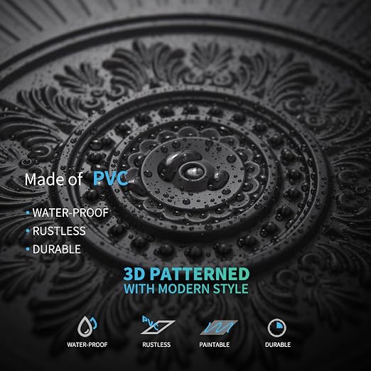 Art3d 12-Pack 2 x 2 ft Drop Ceiling Tiles for Interior Decor, Black | PVC, Waterproof, Lightweight, Shatterproof, Anti-Fade, Compatible with Grid System, Ideal for Kitchen, Bathroom, Basement