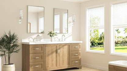 Brushed Nickel Mirror for Bathroom Sink 24" x 36" Beveled Frame Brushed Nickel Vanity Rectangle Mirror for Bathroom Wall, Modern Farmhouse, Tempered Glass, Shatterproof, Stronger Frame