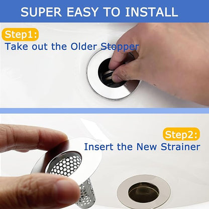 Bathroom Sink Drain Strainers for 1.1"-1.25" Depth Than 1.3" Drain Hole Catcher for Bathroom Sink,Laundry, Utility, RV Sink.Small Conical Bathroom Sink Strainer Basket