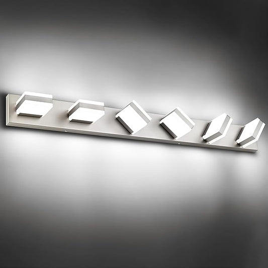 PRESDE 6-Light Bathroom Light Fixtures Over Mirror Brushed Nickel LED Vanity Light for Bathroom Modern Bath Wall Lighting