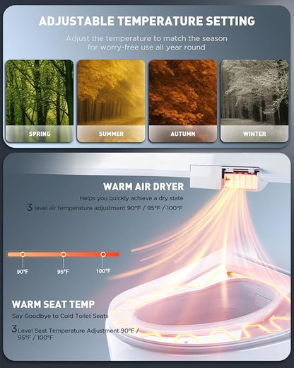 iliD Bidet Seat, Toilet Seat, Electric Elongated Ecoseat with Four Cleaning Modes, Adjustable Angle and Pressure, Remote Control, Slow Close Lid, Easy Installation, 2 Year Warranty