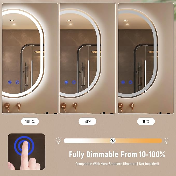 24"x32" LED Bathroom Mirrors with Lights,Anti-Fog, Dimmable,Frameless LED Bathroom Mirror Backlit + Front Lit,Wall Mounted Lighted Bathroom Vanity Mirror