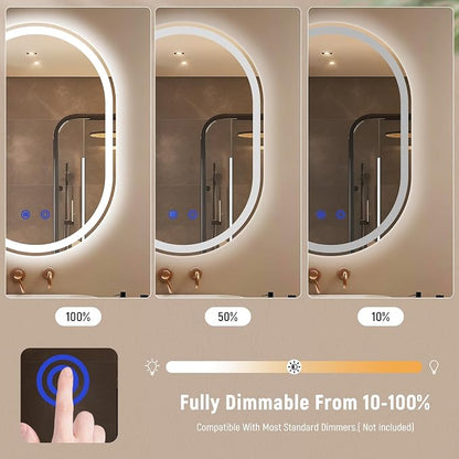 24"x32" LED Bathroom Mirrors with Lights,Anti-Fog, Dimmable,Frameless LED Bathroom Mirror Backlit + Front Lit,Wall Mounted Lighted Bathroom Vanity Mirror