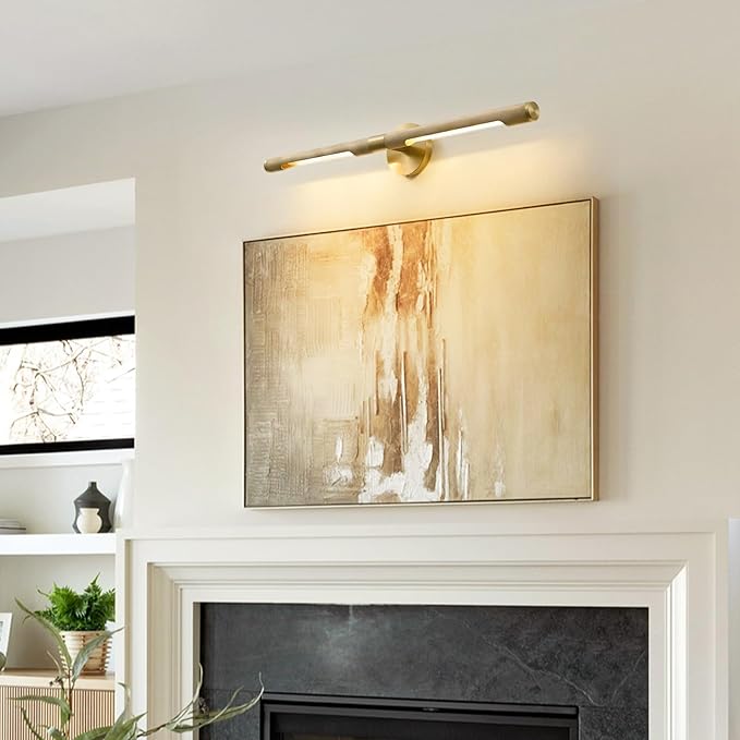Museum Gallery Bathroom Picture Light - 30 Inch Long Gold Brass Dimmable Hardwired Wall Sconces with E12 Bulb - Frame Pictures Art Deco Sconce Lights for Painting Photo Artwork Library Vanity Over