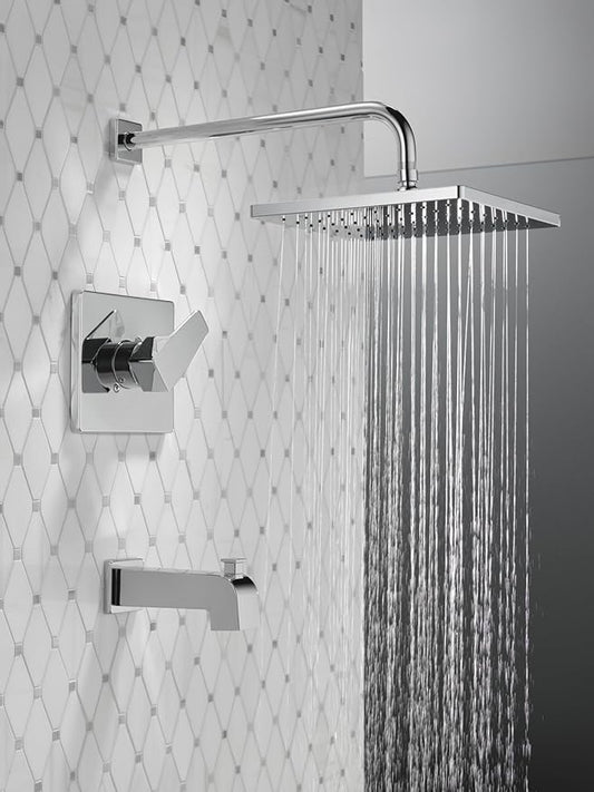 Delta Faucet Modern Raincan Square Single-Function Tub and Shower Trim Kit, Tub Faucet Set, Rainfall Shower Head, Delta Shower Trim Kit, Chrome T14468-PP (Valve Not Included)