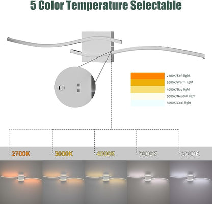 23inch Led Bathroom Vanity Light Bar, Brushed Nickel 5CCT Dimmable 2700-6500K Vanity Lights for Bathroom, Modern Bathroom Light Fixtures Over Mirror Led Lighting Fixtures