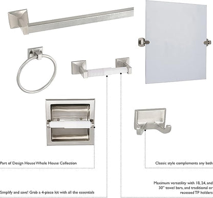 Design House Millbridge Double Robe Hook, Polished Chrome, Standard Wall Mount, Concealed Screws, Easy Installation, Bathroom Hardware, 2.44 in L x 1.5 in W x 1.48 in H, Item 533059