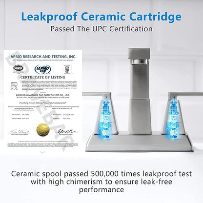 Brushed Nickel Bathroom Faucets - 3 or 2 Hole Centerset Faucet Bathroom, 2 Handles 4 Inch Vanity Sink Faucets Nickel with Pop-up Drain 360° Swivel Spout Suitable for RV Restroom Remodel