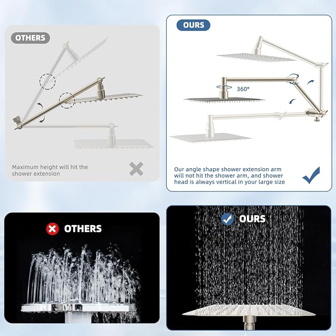 Metal Rain Filtered Shower Head with Handheld, 10" High-Pressure,10-Mode | Brushed Nickel, Rainfall Showerhead with 5" Handheld Powerful Wash, Adjustable 16" Extension Arm/71" Hose, 20-Stage Filter