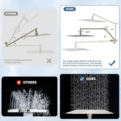 Metal Rain Filtered Shower Head with Handheld, 10" High-Pressure,10-Mode | Brushed Nickel, Rainfall Showerhead with 5" Handheld Powerful Wash, Adjustable 16" Extension Arm/71" Hose, 20-Stage Filter