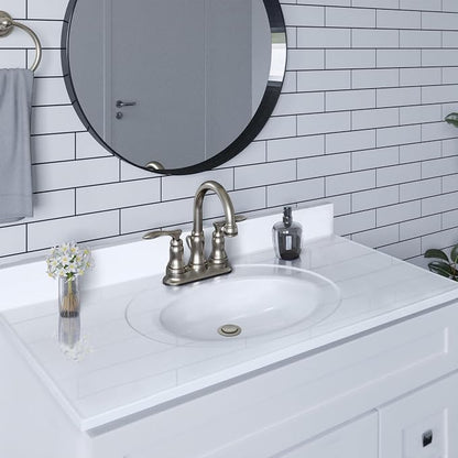 Design House Cultured Marble Vanity Top, 43 in W x 22 in D, Integrated 4 in Centerset Oval Sink & Backsplash, Solid White, 586156 | With Backsplash, , Countertop, Classic, Cultured Marble, Bath, 586156