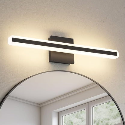JUSHENG Black Vanity Lights for Bathroom, 24 Inch 20W 5CCT Dimmable Bathroom Light Fixtures Over Mirror, Modern LED Vanity Light Bar Above Mirror