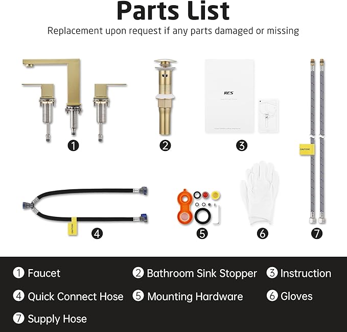 KES Gold Bathroom Faucet 3 Hole with Metal Pop Up Drain w/Overflow, 8-inch Widespread Brushed Gold Sink Faucet for Bathroom Vanity 2 Handle, cUPC Supply Line Included, L4350LFF12-BZ-C1