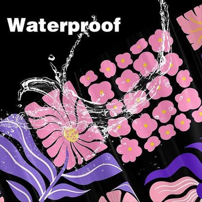 JAWO Retro Patchwork Floral Shower Curtain, Mid - Century Modern Boho Bathroom Decor with Pink and Purple Botanical Patterns, Waterproof Fabric Shower Curtain Sets with Hooks, 70X70IN