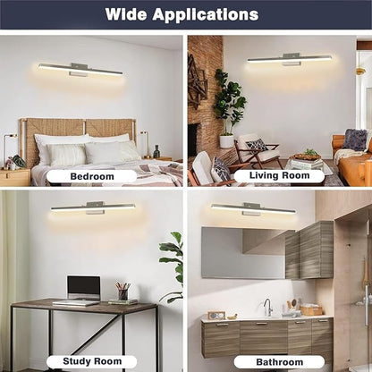 36-Inch Modern LED Bathroom Lights Fixtures, Dimmable 36W 3000K Warm White Makeup Vanity Lighting, Brushed Nickel Vanity Light, Adjustable Bathroom Light Bar Over Mirror