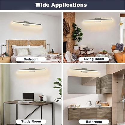 48 Inch LED Bathroom Vanity Light, Brushed Nickel | Dimmable 48W 3000K Warm White Over Mirror Light Fixture, Modern Wall Sconce for Large Relaxing Makeup Vanity