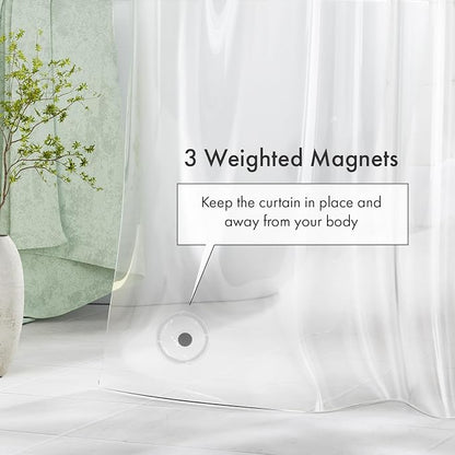 Extra Long Shower Curtain Liner 72 x 84 Clear Shower Liner Medium Weight PEVA Waterproof Inside Shower Curtains for Bathroom with 3 Magnets and Rustproof Grommets