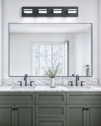 VONLUCE LED Modern Bathroom Vanity Light Fixture, Matte Black | 26'', 4-Light, 3CCT, 360° Rotate, High CRI, Flicker-free, Dimmable, Memory Function, Waterproof IP44, Easy Installation