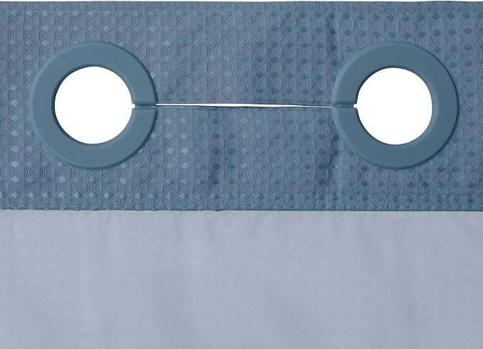 River Dream Waffle No Hook Shower Curtain with Liner,Moonlight Blue,71x74 | Dotted Waffle,Snap-in Liner,Heavy Duty,Quick Dry,Mesh Top Window,With Bottom Magnets,Hotel-Grade,Washable,Standard Size