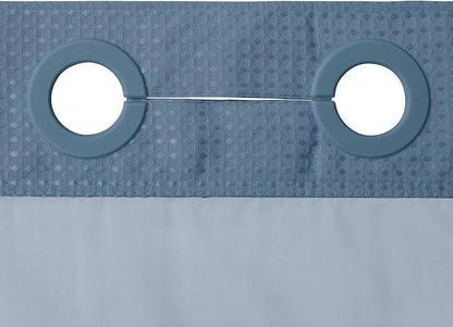 River Dream Waffle No Hook Shower Curtain with Liner,Moonlight Blue,71x74 | Dotted Waffle,Snap-in Liner,Heavy Duty,Quick Dry,Mesh Top Window,With Bottom Magnets,Hotel-Grade,Washable,Standard Size