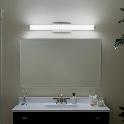 Kichler LED Linear Bath Light, Brushed Nickel | Integrated LED vanity light with white acrylic diffuser (37.5" x 4.75" x 4.5"), 11147NILED