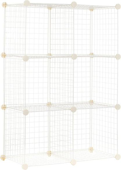 Amazon Basics 6 Cube Wire Grid Storage Organizer, Stackable Storage Cubes, Modular Closet Organizer Shelves, 14.6" D x 30.3" W x 44.8" H, White