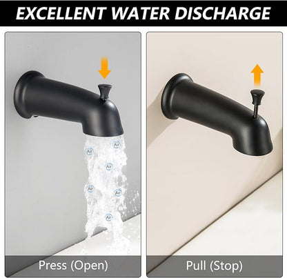 3 Handle Shower Faucet Set with Tub Spout Matte Black | Three Knod Tub and Shower Trim Kit 3 Handles Bathtub Shower Faucets Completes with Brass Valve
