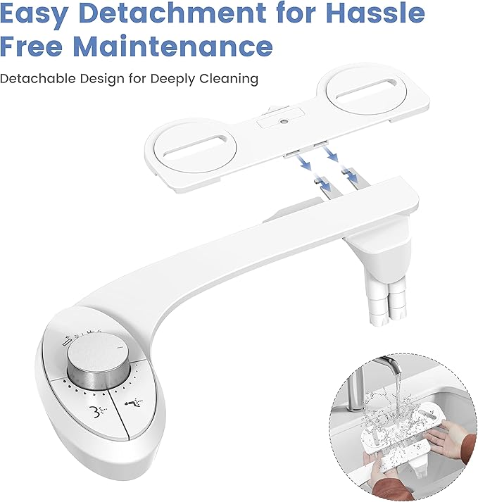 Ultra-Slim Bidet Attachment for Toilet - Effortless Non-Electric Self-Cleaning Dual Retractable Nozzles Bidets Toilet Seat, Adjustable Water Pressure Fresh Water Sprayer Baday
