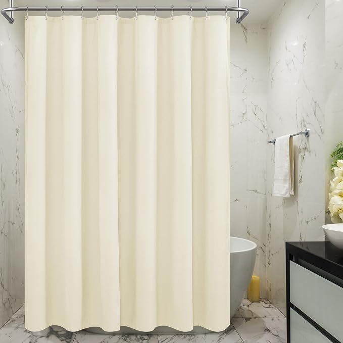 Embossed Microfiber Shower Curtain Liner 70 x 72 inches, Soft Fabric Shower Curtain Washable and Water Repellent,70x72, Cream
