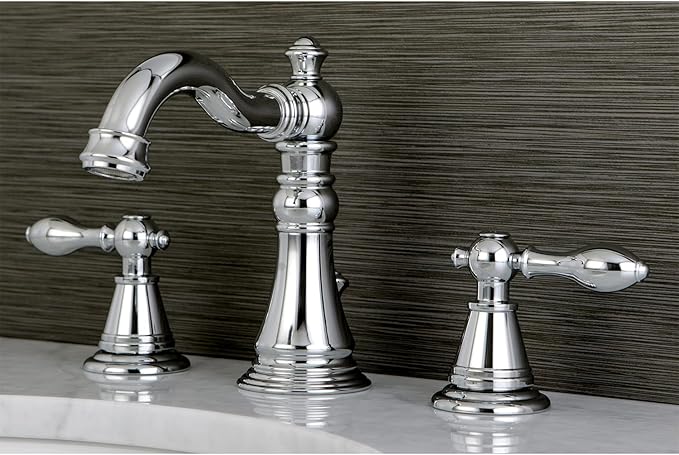 Fauceture FSC1979AL English Classic Widespread Bathroom Faucet with Brass Pop-Up, Polished Nickel