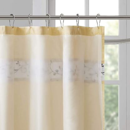 Madison Park Serene Shower Curtain for Bathroom, 72 x 72, Yellow | Adds Privacy, Machine Washable, Floral Pattern, OEKO-TEX Certified