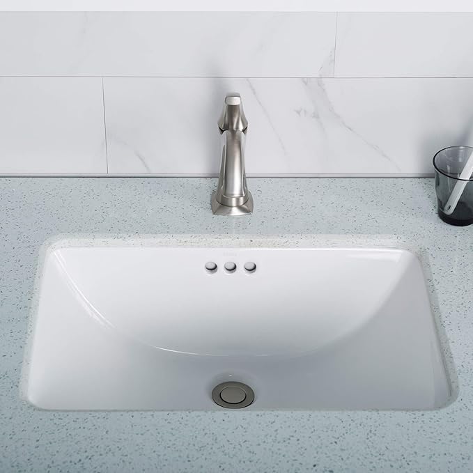 KRAUS Elavo 21-inch Rectangular Undermount White Porcelain Ceramic Bathroom Sink with Overflow, KCU-241
