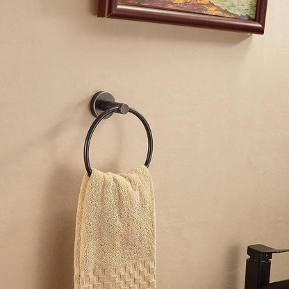 Bronze Bathroom Accessories, Oil Rubbed Bronze Bathroom Hardware Includes Toilet Paper Holder 15 to 24 Inch Towel Bar Towel Ring Robe Hook Wall Mount Hand Towel Holder Set 4 Pieces