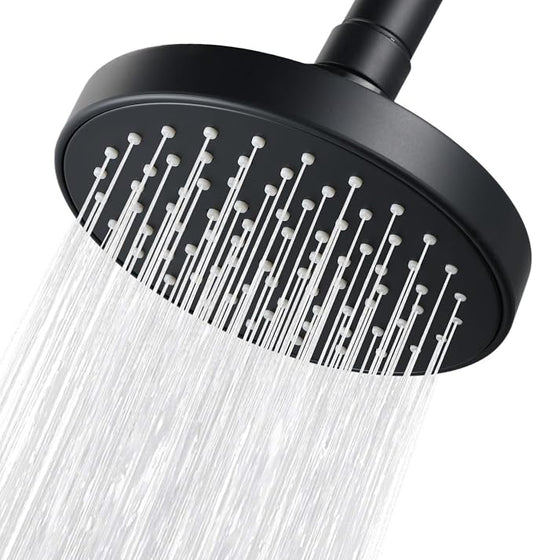 High Pressure Shower Head - 4.7“ Powerful Bathroom Pressure Boosting Rain Showerhead - Perfect Universal Replacement for Rainfall Shower Heads (Black)