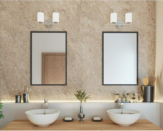 Replay Collection 2-Light Etched White Glass Modern Bath Vanity Light Polished Nickel