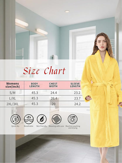 Soft Robe For Women，Warm Plush Bath Robes Female，Spa Towel After Shower Lightweight Long Bathrobe