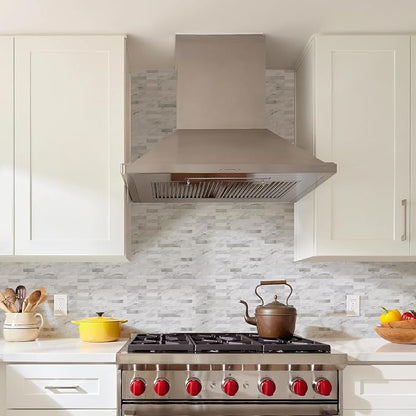 STICKGOO Peel and Stick Backsplash, PVC Wall Tiles Stick on Backsplash for Kitchen(1 Sheet, White Marble with Metal Silver)