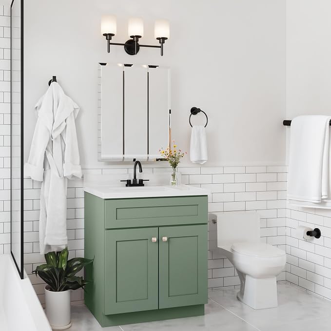 Design House Brookings Bathroom Vanity, 30", Evergreen Fog | Adjustable Hinges, Freestanding, Contemporary/Modern, Wood, Bath, 215459