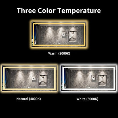 LOAAO 84"X40" LED Bathroom Mirror with Lights, UL Listed | Anti-Fog, Dimmable, 3 Color Temperature, Backlit + Front Lit, Memory Function, Tempered Glass